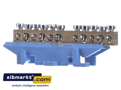 Front view Hager KM11N Rail terminal bar 1-p screw clamp
