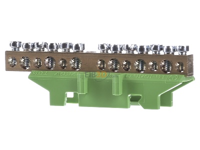 Ansicht hinten Hager KM13E PE-Messingklemme 13 Klemmstellen 