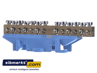 Front view Hager KM13N Rail terminal bar 1-p screw clamp
