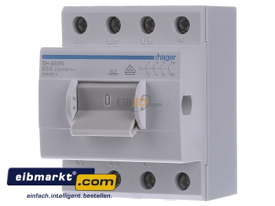 Front view Hager SH463N Switch for distribution board 63A
