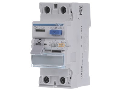 Front view Hager CDA240D Residual current circuit breaker 2-pole 40A 30mA, 
