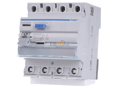 Front view Hager CDS425D Residual current breaker 4-p 
