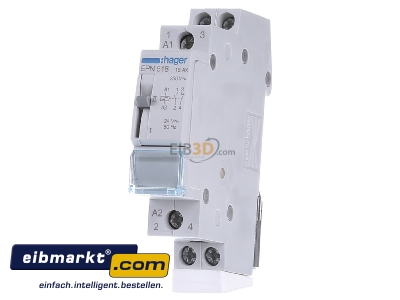 Front view Hager EPN518 Latching relay 24V AC
