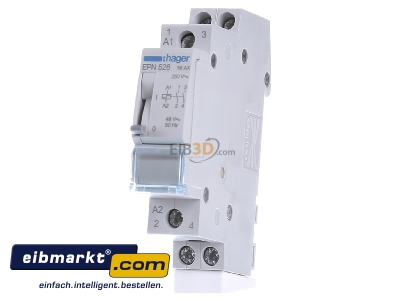 Front view Hager EPN526 Latching relay 48V AC 
