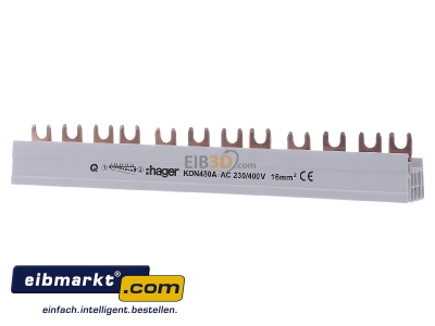 Front view Hager KDN480A Phase busbar 4-p 16mm 210mm
