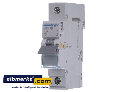Front view Hager MBN113 Miniature circuit breaker 1-p B13A
