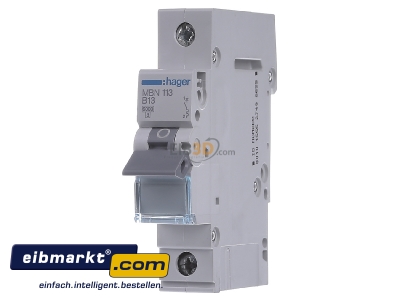 Frontansicht Hager MBN113 Leitungsschutzschalter 1pol. B-13A, 6kA 