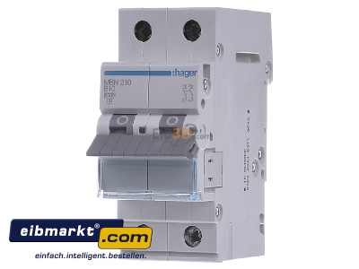 Front view Hager MBN210 Miniature circuit breaker 2-p B10A
