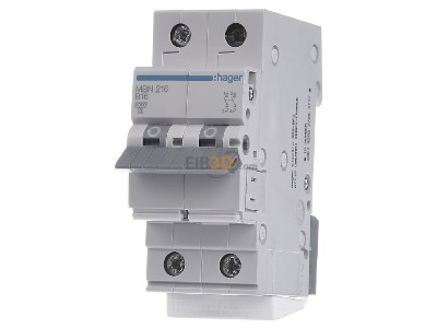 Front view Hager MBN216 Miniature circuit breaker 2-p B16A 
