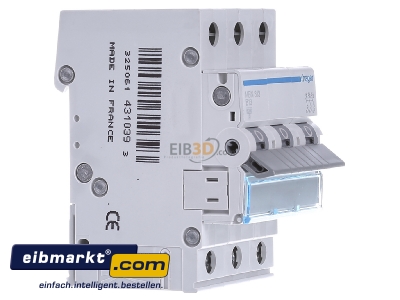 View on the left Hager MBN313 Miniature circuit breaker 3-p B13A 

