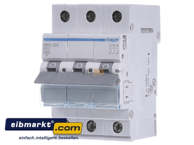 Front view Hager MBN350 Miniature circuit breaker 3-p B50A 
