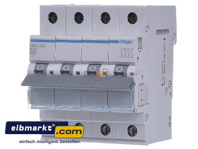 Front view Hager MBN420 Miniature circuit breaker 4-p B20A
