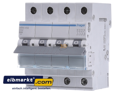 Front view Hager MBN432 Miniature circuit breaker 4-p B32A 
