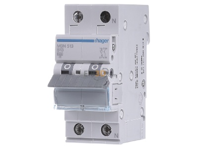 Front view Hager MBN513 Miniature circuit breaker 2-p B13A 
