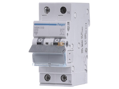 Frontansicht Hager MBN513 Leitungsschutzschalter 1p+N, B-13A, 6kA 