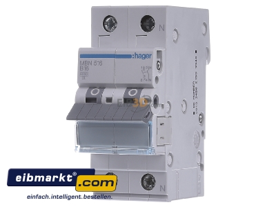 Front view Hager MBN516 Miniature circuit breaker 1-p B16A
