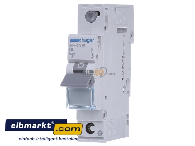 Front view Hager MBS106 Miniature circuit breaker 1-p B6A - 
