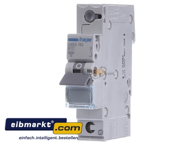 Front view Hager MBS110 Miniature circuit breaker 1-p B10A 
