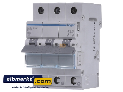 Front view Hager MBS332 Miniature circuit breaker 3-p B32A - 
