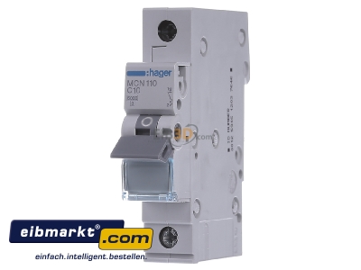 Front view Hager MCN110 Miniature circuit breaker 1-p C10A
