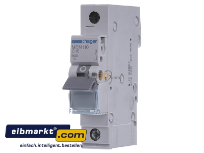 Frontansicht Hager MCN110 Leitungsschutzschalter 1pol. C-10A, 6kA 