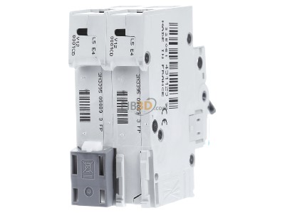 Back view Hager MCN201 Miniature circuit breaker 2-p C1A 
