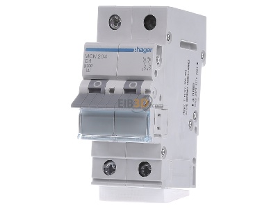 Front view Hager MCN204 Miniature circuit breaker 2-p C4A 
