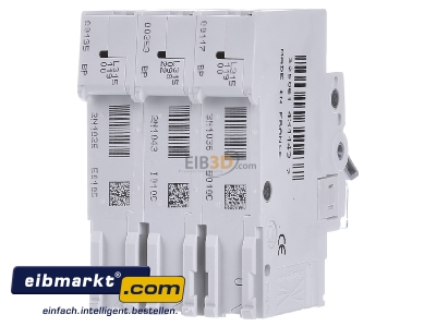 Back view Hager MCN310 Miniature circuit breaker 3-p C10A - 
