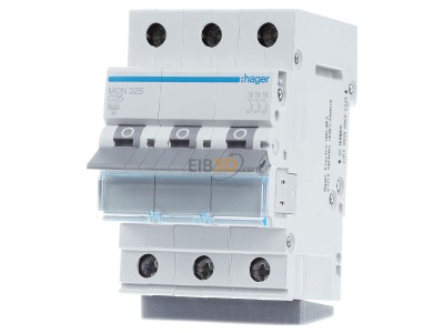Frontansicht Hager MCN325 Leitungsschutzschalter 3pol. C-25A, 6kA 