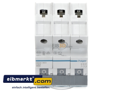 View up front Miniature circuit breaker 3-p C63A MCN363 Hager MCN363
