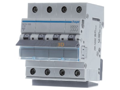 Frontansicht Hager MCN416 Leitungsschutzschalter 4pol. C-16A, 6kA 