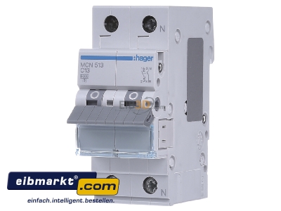 Front view Hager MCN513 Miniature circuit breaker 1-p C13A - 
