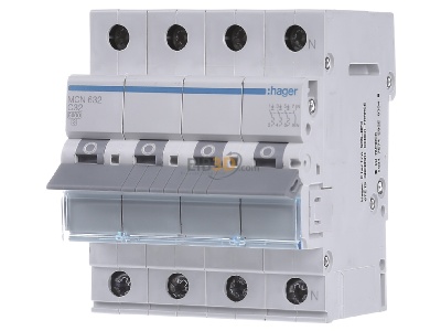 Front view Hager MCN632 Miniature circuit breaker 4-p C32A 
