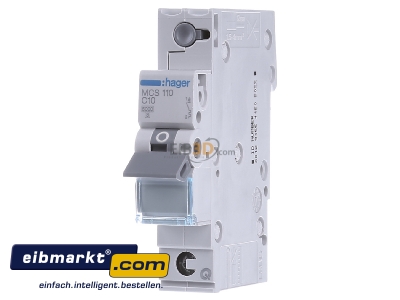 Front view Hager MCS110 Miniature circuit breaker 1-p C10A 
