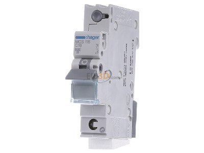 Front view Hager MCS116 Miniature circuit breaker 1-p C16A 
