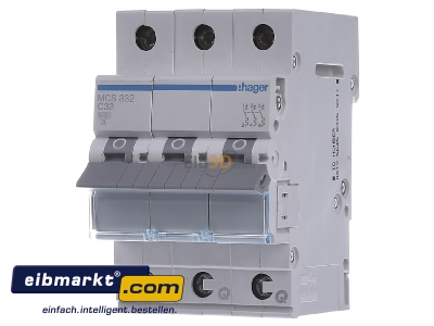 Front view Hager MCS332 Miniature circuit breaker 3-p C32A
