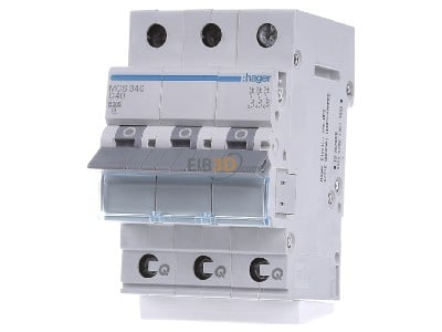 Front view Hager MCS340 Miniature circuit breaker 3-p C40A 
