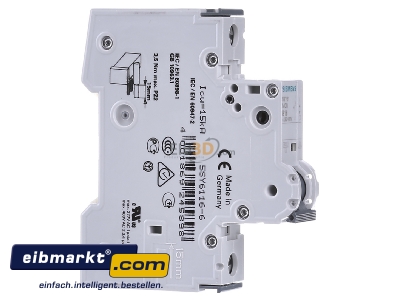 Ansicht links Siemens Indus.Sector 5SY6116-6 LS-Schalter B16A,1pol,T=70,6kA 