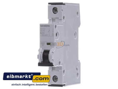 Frontansicht Siemens Indus.Sector 5SY6120-6 LS-Schalter B20A,1pol,T=70,6kA 