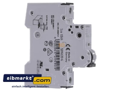 View on the left Siemens Indus.Sector 5SY6120-6 Miniature circuit breaker 1-p B20A
