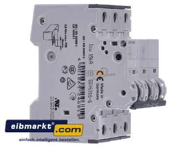 Ansicht links Siemens Indus.Sector 5SY6316-6 LS-Schalter B16A,3pol,T=70,6kA 