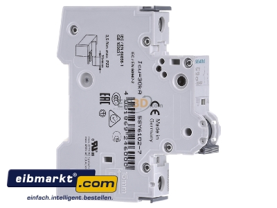 View on the left Siemens Indus.Sector 5SY6102-7 Miniature circuit breaker 1-p C2A 
