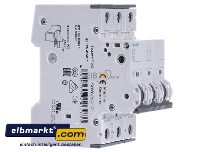 View on the left Siemens Indus.Sector 5SY6310-7 Miniature circuit breaker 3-p C10A 
