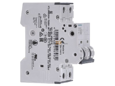 View on the left Siemens 5SY6204-7 Miniature circuit breaker 2-p C4A 
