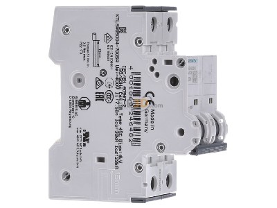 Ansicht links Siemens 5SY6204-7 LS-Schalter C4A,2pol,T=70,6kA 