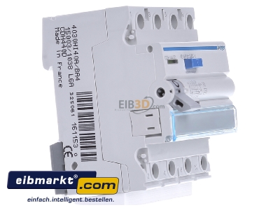 View on the left Hager CDH440D Residual current breaker 4-p 40/0,03A 
