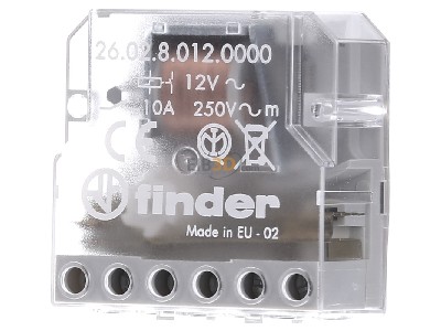 Front view Finder 26.02.8.012.0000 Latching relay 12V AC 
