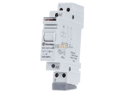 Frontansicht Finder 20.21.8.012.4000 Stromstoschal.f.DIN-Schie 1S 20A 12VAC 