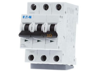 Front view Eaton FAZ-C6/3 Miniature circuit breaker 3-p C6A 
