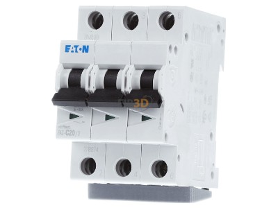 Front view Eaton FAZ-C20/3 Miniature circuit breaker 3-p C20A 
